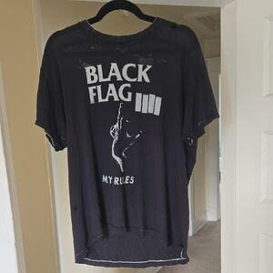Vintage Black Flag “My Rules” Graphic Tee XL 90s Style Distressed
